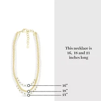 Traditional Three Strand Pearl and Ball Necklace In Gold