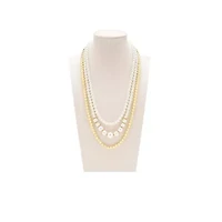 Three Strand Pearl and Ball Necklace In Gold
