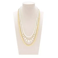 Three Strand Pearl and Ball Necklace In Gold