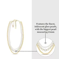 Three Strand Pearl and Ball Necklace In Gold