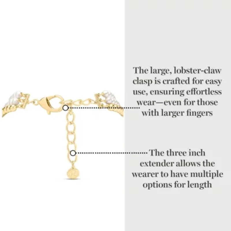 Three Strand Pearl and Ball Necklace In Gold