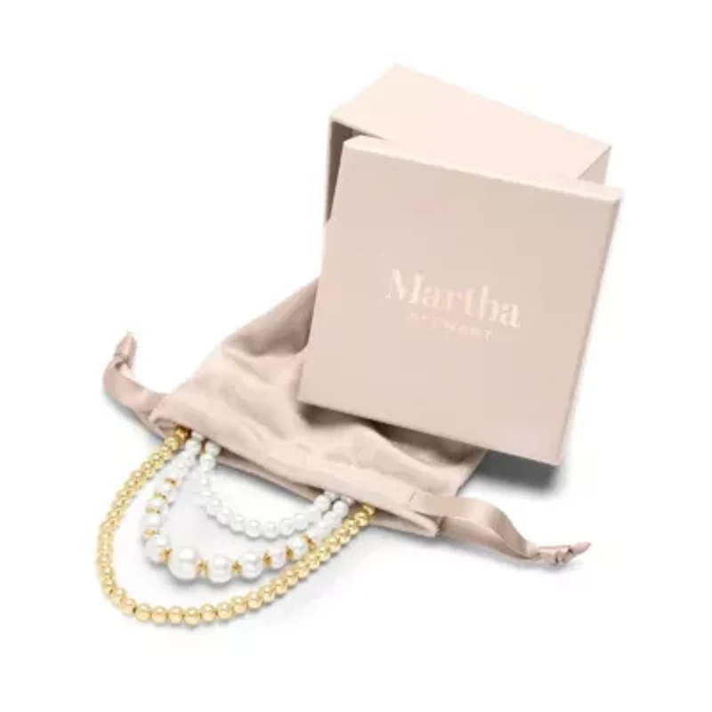 Three Strand Pearl and Ball Necklace In Gold