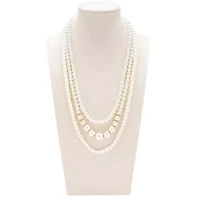 Traditional Three Strand Pearl Necklace In Gold