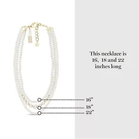Traditional Three Strand Pearl Necklace In Gold