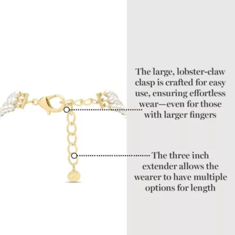 Traditional Three Strand Pearl Necklace In Gold