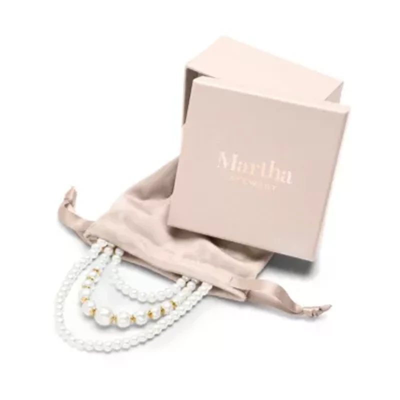 Traditional Three Strand Pearl Necklace In Gold