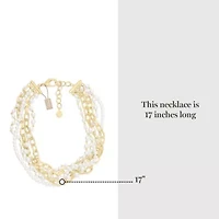 Five Strand Pearl and Chain Twisted Necklace In Gold