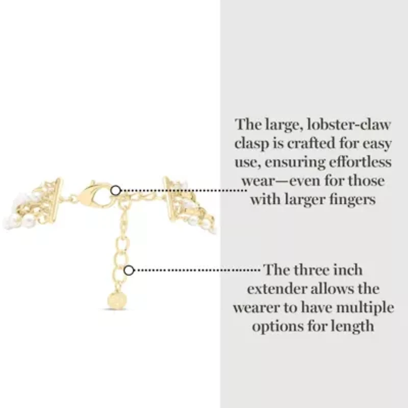 Five Strand Pearl and Chain Twisted Necklace In Gold