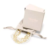 Five Strand Pearl and Chain Twisted Necklace In Gold