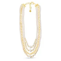 Four Strand Pearl and Chain Necklace In Gold