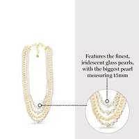 Four Strand Pearl and Chain Necklace In Gold