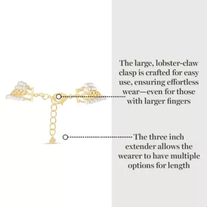 Four Strand Pearl and Chain Necklace In Gold