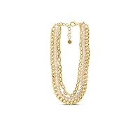 Three Strand Pearl and Chain Necklace In Gold