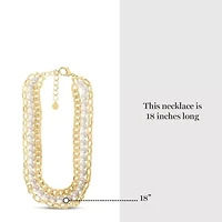 Three Strand Pearl and Chain Necklace In Gold