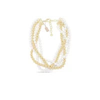 Five Strand Pearl and Gold Ball Twisted Necklace In Gold