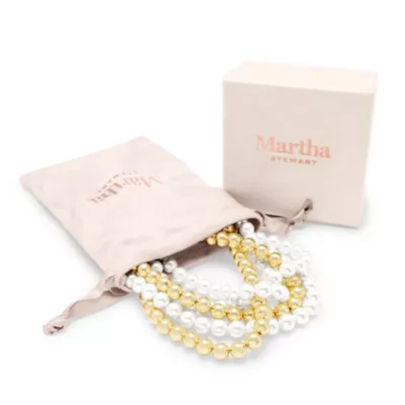 Five Strand Pearl and Gold Ball Twisted Necklace In Gold