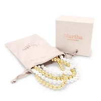 Five Strand Pearl and Gold Ball Twisted Necklace In Gold