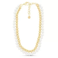 Pearl and Gold Ball Necklace In Gold