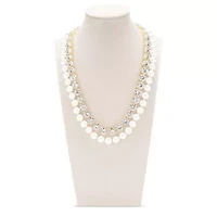 Pearl and Crystal Necklace In Gold, 18 Inches For Women