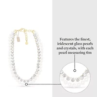 Pearl and Crystal Necklace In Gold, 18 Inches For Women