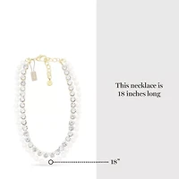 Pearl and Crystal Necklace In Gold, 18 Inches For Women