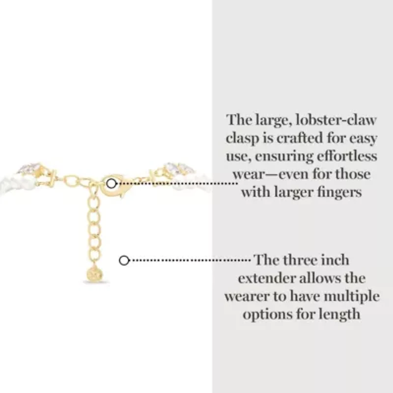 Pearl and Crystal Necklace In Gold, 18 Inches For Women