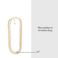 Pearl and Curb Chain Necklace In Gold, 24 Inches For Women