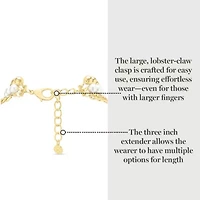 Three Strand Pearl, Gold Ball and Chain Necklace In Gold, 18 Inches For Women