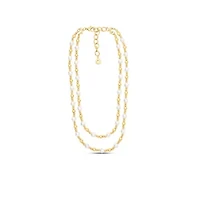 Two Strand Pearl and Gold Ball Necklace, 20 Inches For Women