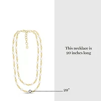 Two Strand Pearl and Gold Ball Necklace, 20 Inches For Women