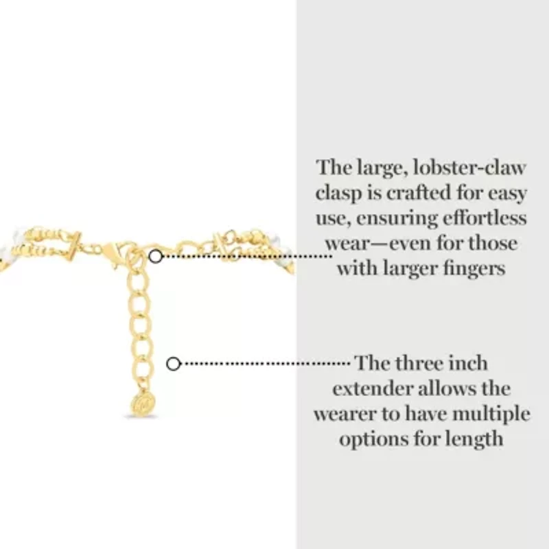 Two Strand Pearl and Gold Ball Necklace, 20 Inches For Women