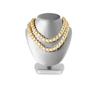 Elegant Two Strand Gold and Pearl Necklace, 18 Inches For Women