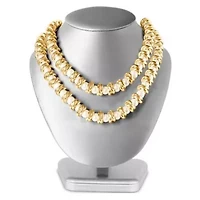 Elegant Two Strand Gold and Pearl Necklace, 18 Inches For Women