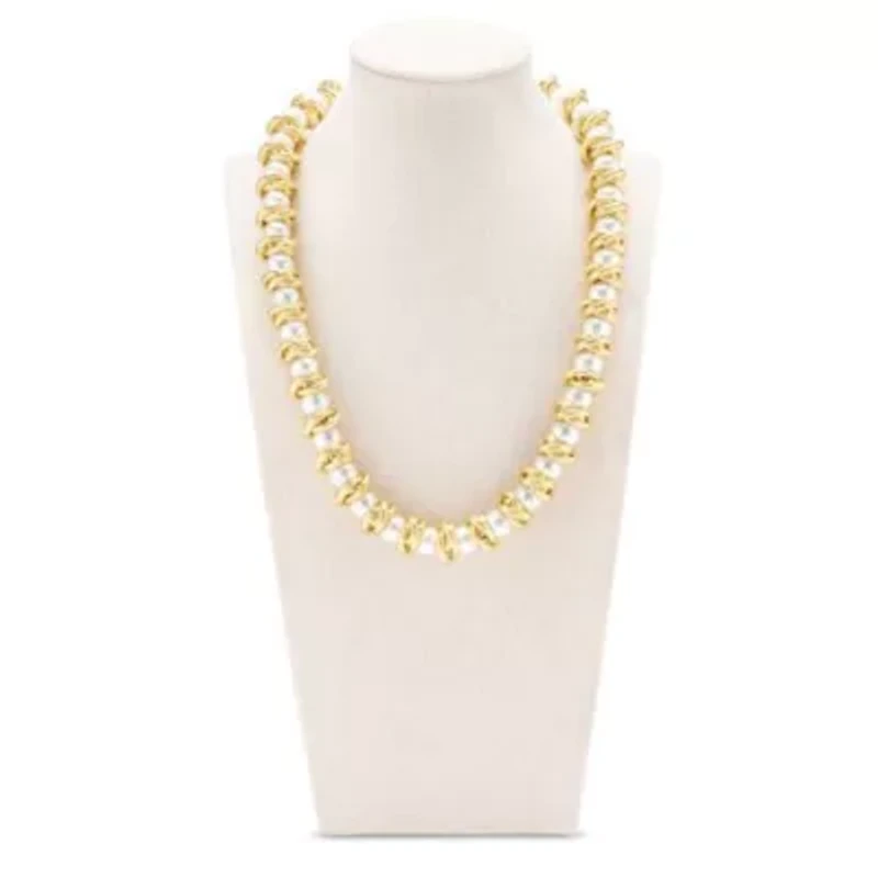 Elegant Gold and Pearl Necklace, 18 Inches For Women