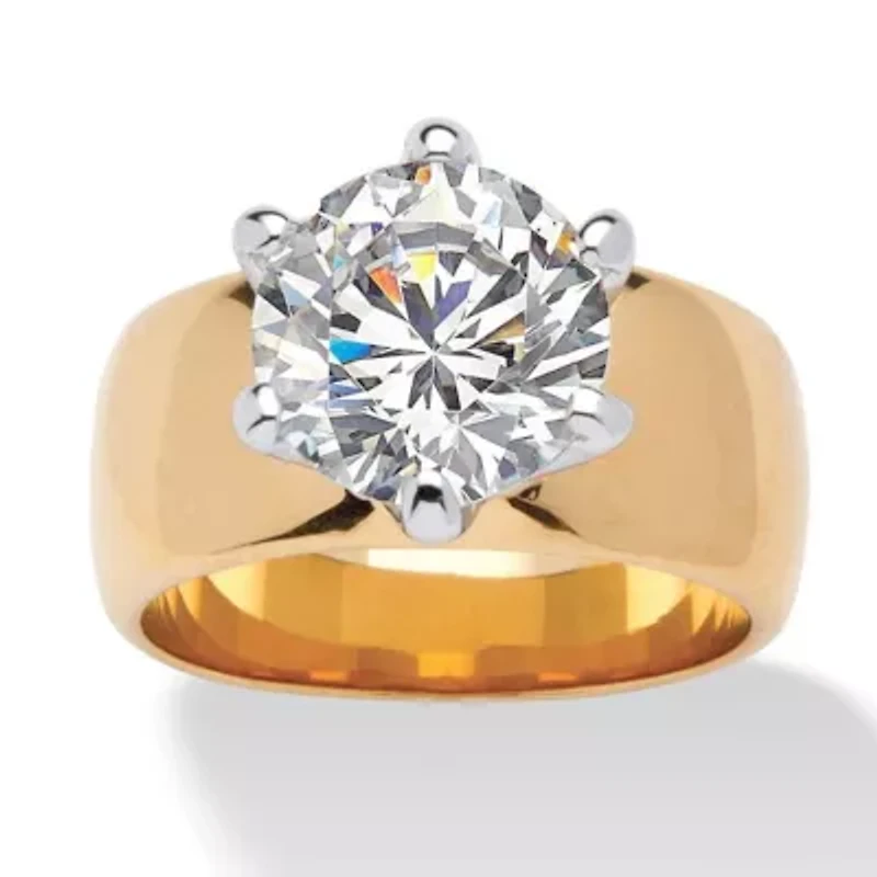 4 TCW Round Cubic Zirconia Solitaire Ring 18k Gold-Plated