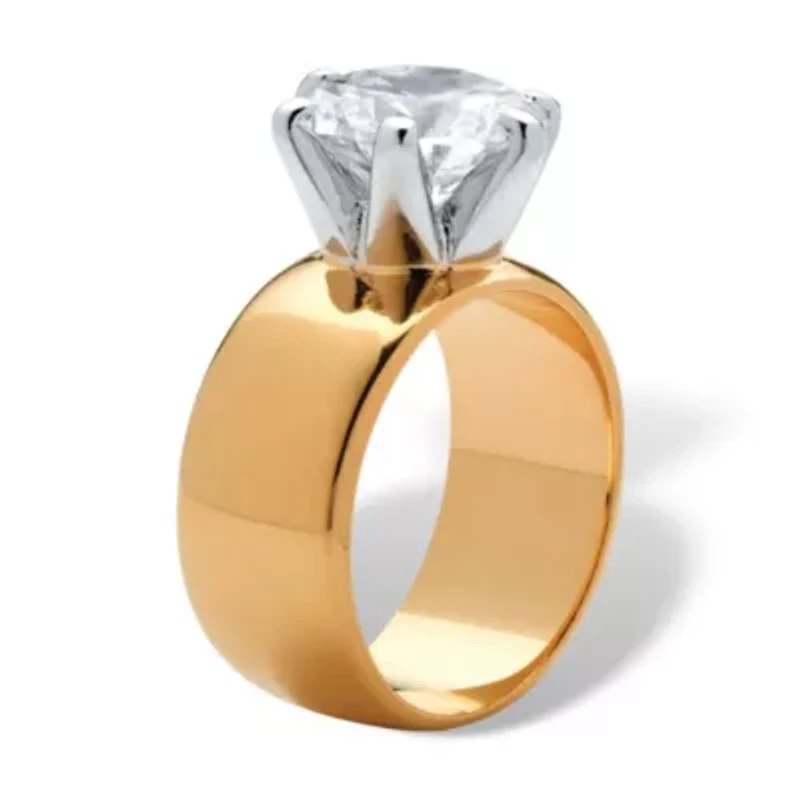 4 TCW Round Cubic Zirconia Solitaire Ring 18k Gold-Plated