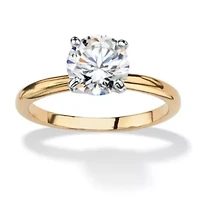 2.00 Carat Round Cubic Zirconia Solitaire Ring 18k Gold-Plated