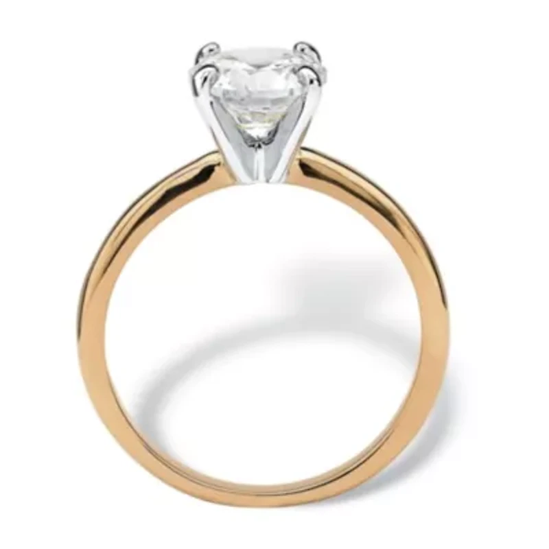 2.00 Carat Round Cubic Zirconia Solitaire Ring 18k Gold-Plated