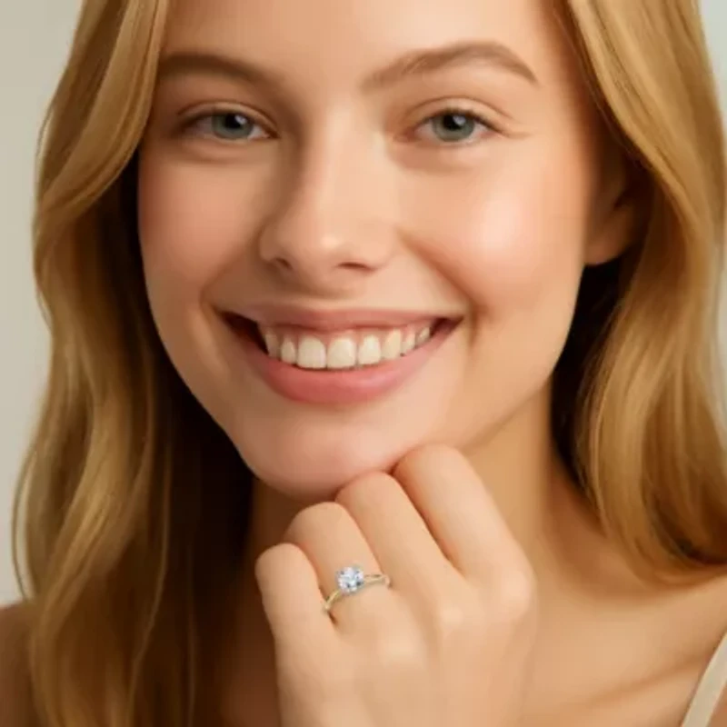 2.00 Carat Round Cubic Zirconia Solitaire Ring 18k Gold-Plated