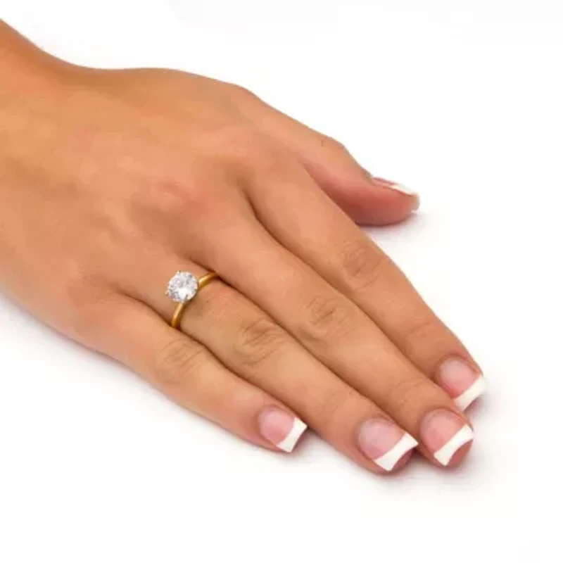 2.00 Carat Round Cubic Zirconia Solitaire Ring 18k Gold-Plated