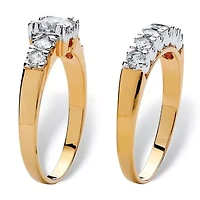 2 Piece 2.23 TCW Round Cubic Zirconia Bridal Ring Set 18k Gold-Plated