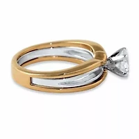 .98  TCW Round Cubic Zirconia Solitaire Ring 18k Gold-Plated