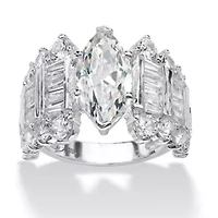 6.55 TCW Marquise-Cut Cubic Zirconia Ring .925 Sterling Silver