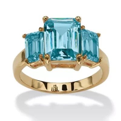 Emerald-Cut Birthstone Ring Gold-Plated