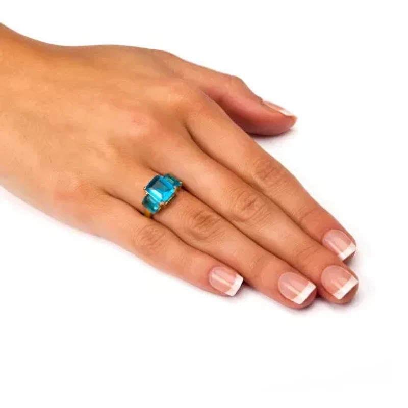 Emerald-Cut Birthstone Ring Gold-Plated