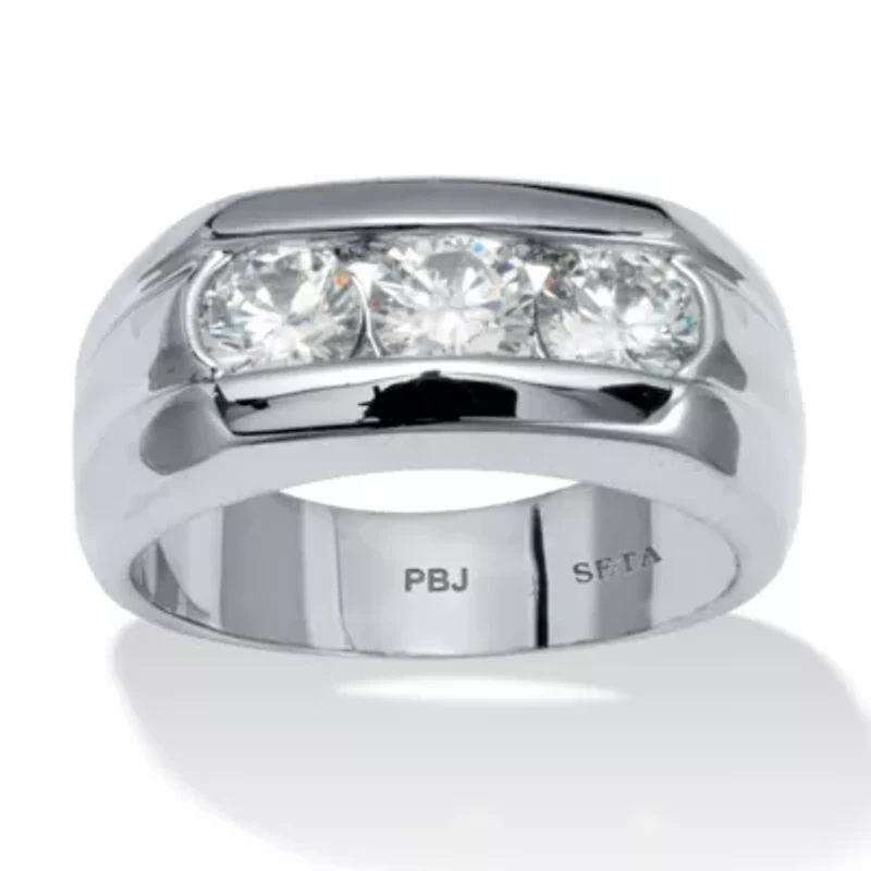Men's 1.50 TCW Round Cubic Zirconia Ring Platinum Plated