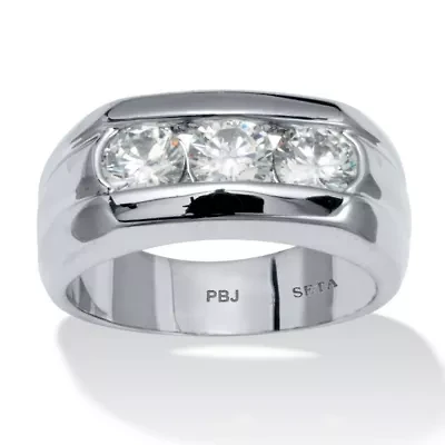 Men's 1.50 TCW Round Cubic Zirconia Ring Platinum Plated