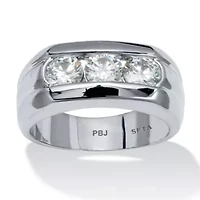 Men's 1.50 TCW Round Cubic Zirconia Ring Platinum Plated