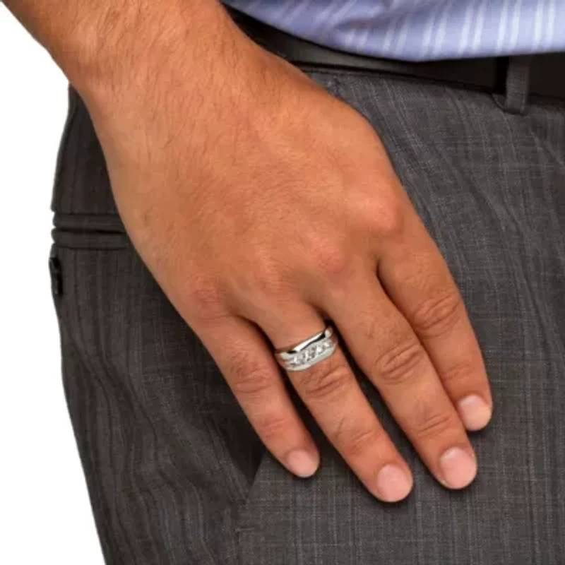 Men's 1.50 TCW Round Cubic Zirconia Ring Platinum Plated