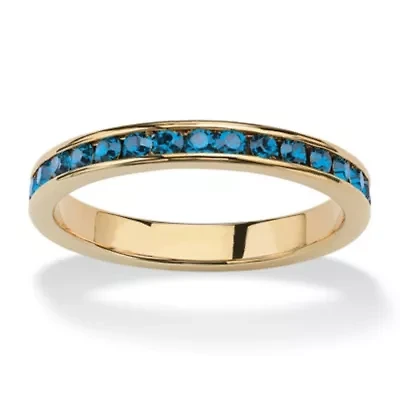 Simulated Birthstone Gold-Plated Eternity Band